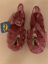 Vintage 90s Teletubbies Size 6 Girls Pink Jelly Glitter Sandals Shoes New & Tag
