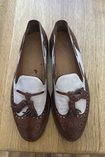 RUSSELL & BROMLEY Gorgeous Tan /ecru Tasselled Loafers Size UK 7.5