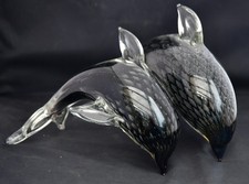 Pair of FM Konstglas fumato Dolphins Marcolin Brothers