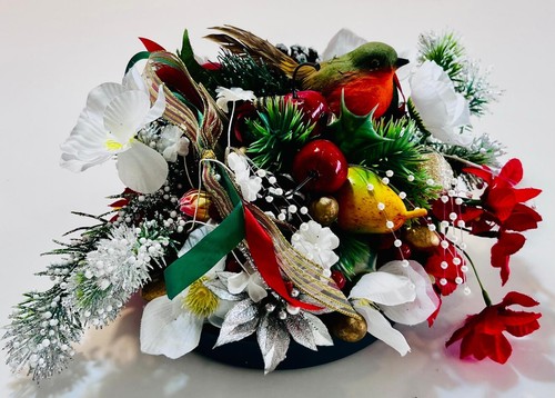 Vintage christmas robin floral - vintage,