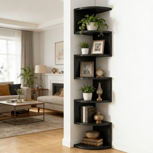 Black tier corner wall - black,