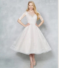 WED2B Viva Bride Libby Soft Short Blush Pink Wedding Dress Tea Length RRP £429 8