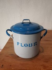 LARGE ANTIQUE ENAMEL FLOUR BIN