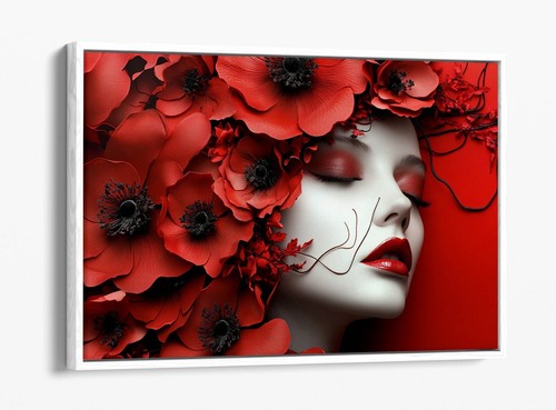 Beautiful woman red - beautiful, poppy