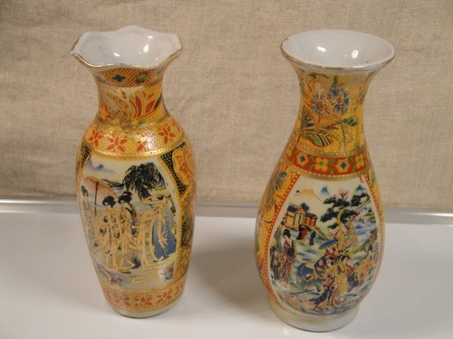 Japanese satsuma vases hand - satsuma,