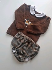 Beautiful Foque Boys Wool Jumper & Pants Set 36m 3Yrs Brown Grey BNWT Car Design