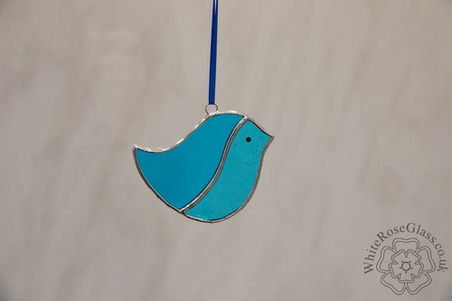 Stained glass piece - glass, blue