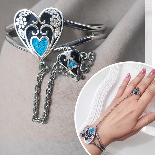 Vintage 80s heart cuff - 80s,