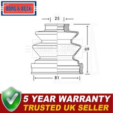 Borg & Beck Front Inner Outer CV Joint Boot Set Fits L200 Shogun Pajero Santa Fe
