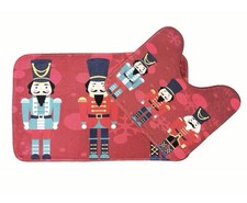 Xmas Bath Pedestal Mat Set Anti Slip Memory Foam Toilet Bathroom Decor Gift