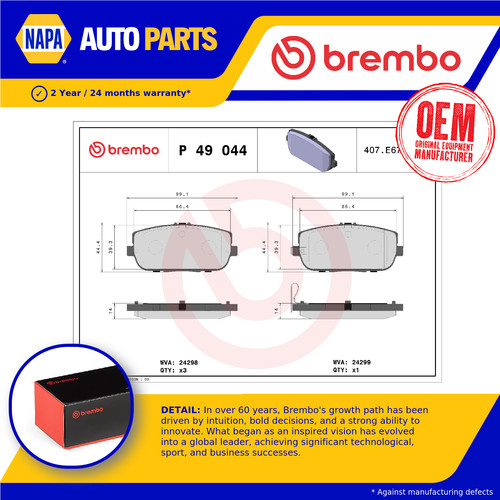 Brake pads set - brake, rear