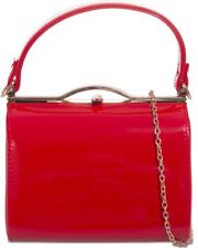Ladies Vintage Patent Box Handbag Clutch Bag Top Handle Evening Bag Purse New UK