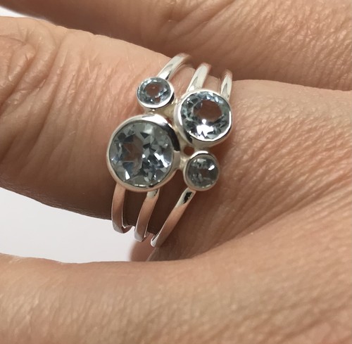 Blue topaz bubble ring solid - blue,