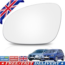Left Passenger Side Wing Mirror Glass Spherical Stick On For VW Golf Mk5 2003-08