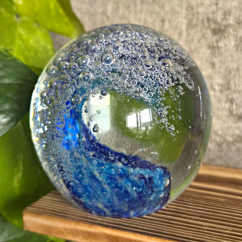 Blue glass ocean wave - glass,