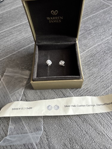 Sterling silver halo cushion - silver,