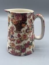 Heron Cross Pottery Pink Roses Cherubs  English Milk Jug 11cm Tall VGC