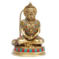 Brass Meditating Hanuman Idol
