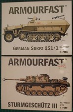 1/72 WW2 ARMOURFAST 2 PER BOX. GERMAN SDKFZ 251/1 & STURMGESCHUTZ III. COMPLETE.