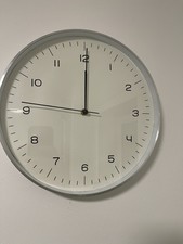 Made.com Quartz Movement Wall Clock Silver Metal Surround With White Face 30cm