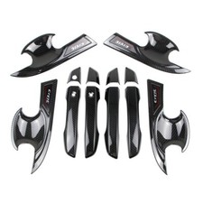 Door Handle + Cavity Bowl Cover for Honda Civic 16-19 Carbon Fiber Style w Smart