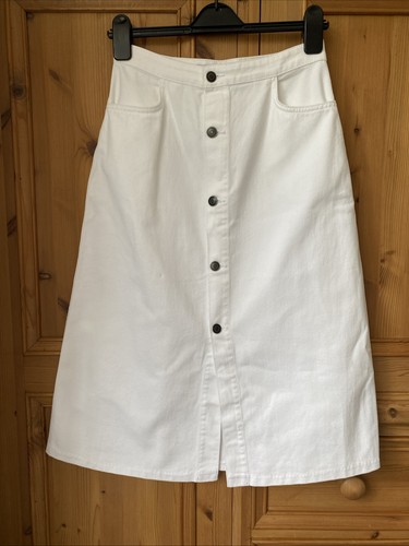 White cotton denim skirt - white, women