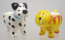Cat and Dog Ceramic Novelty Egg Cups (Set of 2)