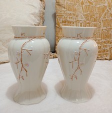 2 BELLEEK CHERRY BLOSSOM VASES, EXC