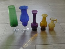 Vintage coloured glass vase collection