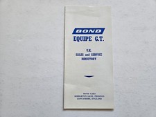 BOND EQUIPE GT SALES AND SERVICE DIRECTORY SALES BROCHURE 1960'S
