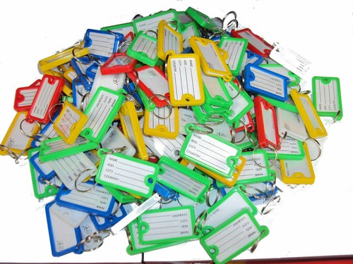 Coloured plastic key fobs - key,