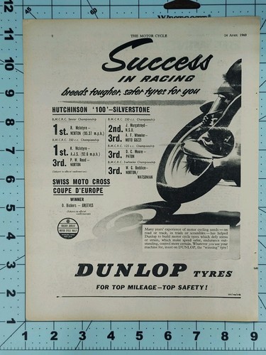 1960 dunlop motorcycle tyres - 1960,
