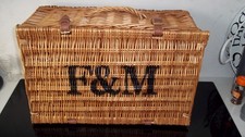 Fortnum & Mason Basket / Hamper Great Condition Leather Straps 56cm X 40 X 25