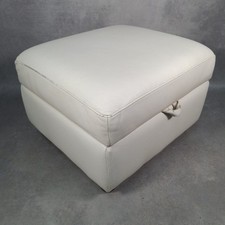 Cream Faux Leather Storage Ottoman Footstool Lift Top Bench with Wood Interior