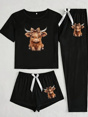 Ladies highland cow pyjamas - highland,