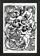 Cherubs and Skull Framed Wall