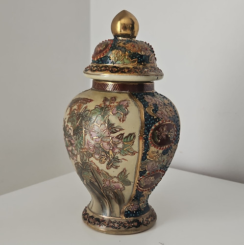 Ceramic lidded vase - lidded, blue
