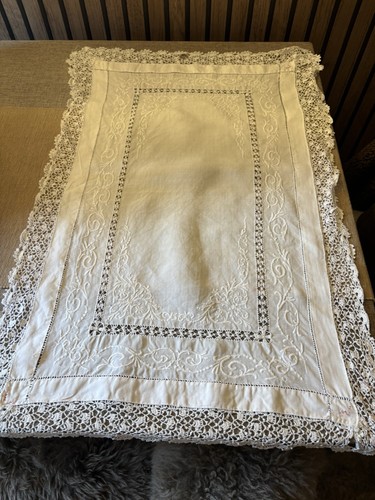 Vintage white linen table - vintage,