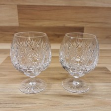Pair of Lead Crystal Cut Glass Brandy Balloon Glasses - 290ml