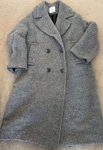 Ladies grey boucle overcoat - ladies,