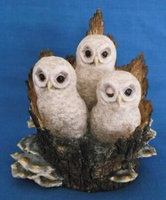 BORDER FINE ARTS TAWNY OWL OWLETS BIRDS WILDLIFE FIGURINE 1986 AYRES SCOTLAND