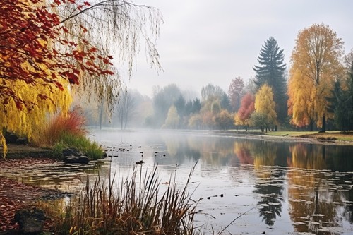 Autumn lake woodland forest - lake,