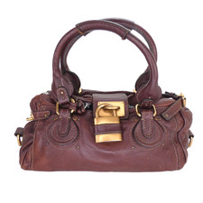 Chloe Paddington Bag Leather Shoulder Hand Bag Wine Dark Red Oxblood Vintage