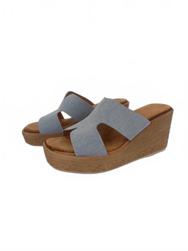 Blue denim wedge platform - blue,
