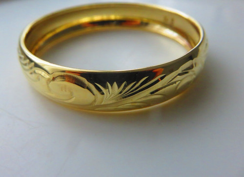 Gold solid slave bangle - gold,