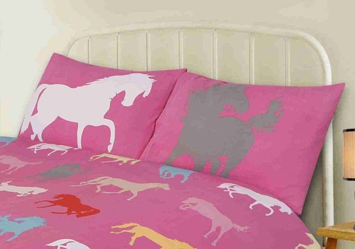 Pillowcase pair horses pink - pair,