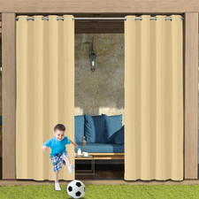 Pergola Curtains Ring Top Outdoor Patio Gazebo Blackout Curtains Drape W Tieback