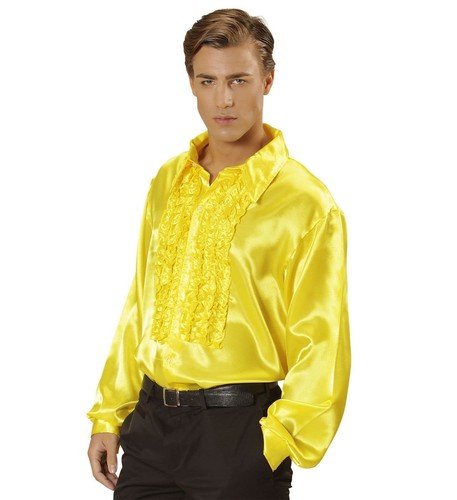 Mens yellow 1970s - ruffle, shirt