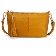 Boutique tassel zip real leather crossbody Woman smart plain small messenger bag