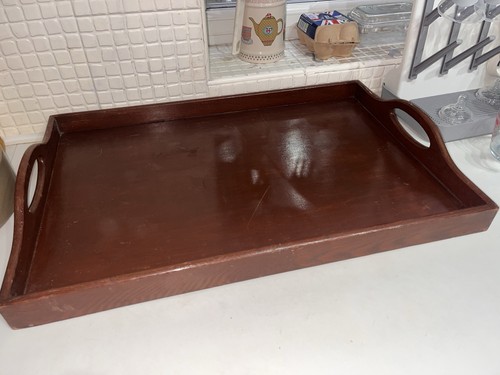 Large vintage wooden ottoman - vintage,